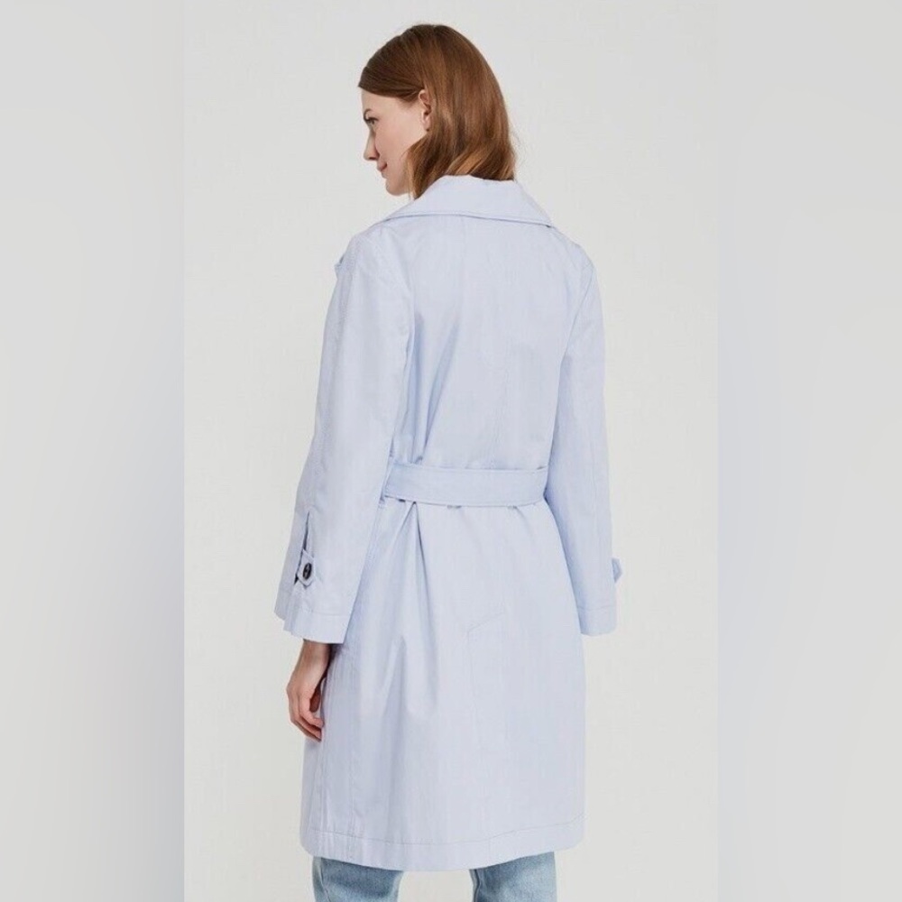 Banana Republic Water-Resistant Modern Trench Coat in Blue. Size Medium - Picture 2 of 12